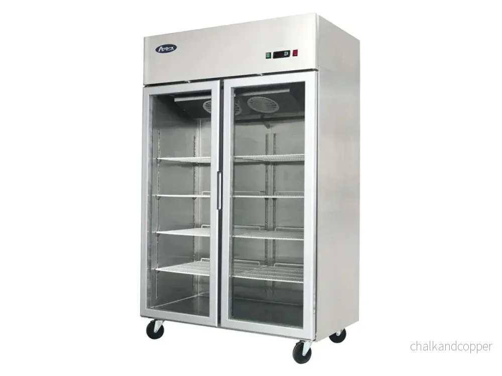 Industrifrys - 2 glasdörrar - Rostfritt stål - 620 liter