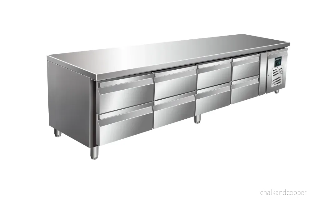 SARO kylbord för underbänksbruk, 4x2 lådor, modell UGN 4180 TN