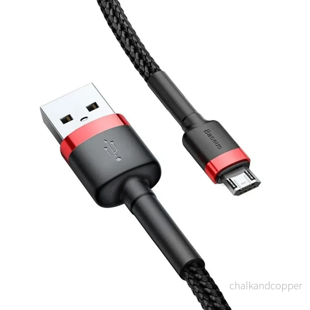 USB/MicroUSB-kabel 2,0 m QC3.0 2.4A (CAMKLF-C91) i nylonflätning - Bild 3