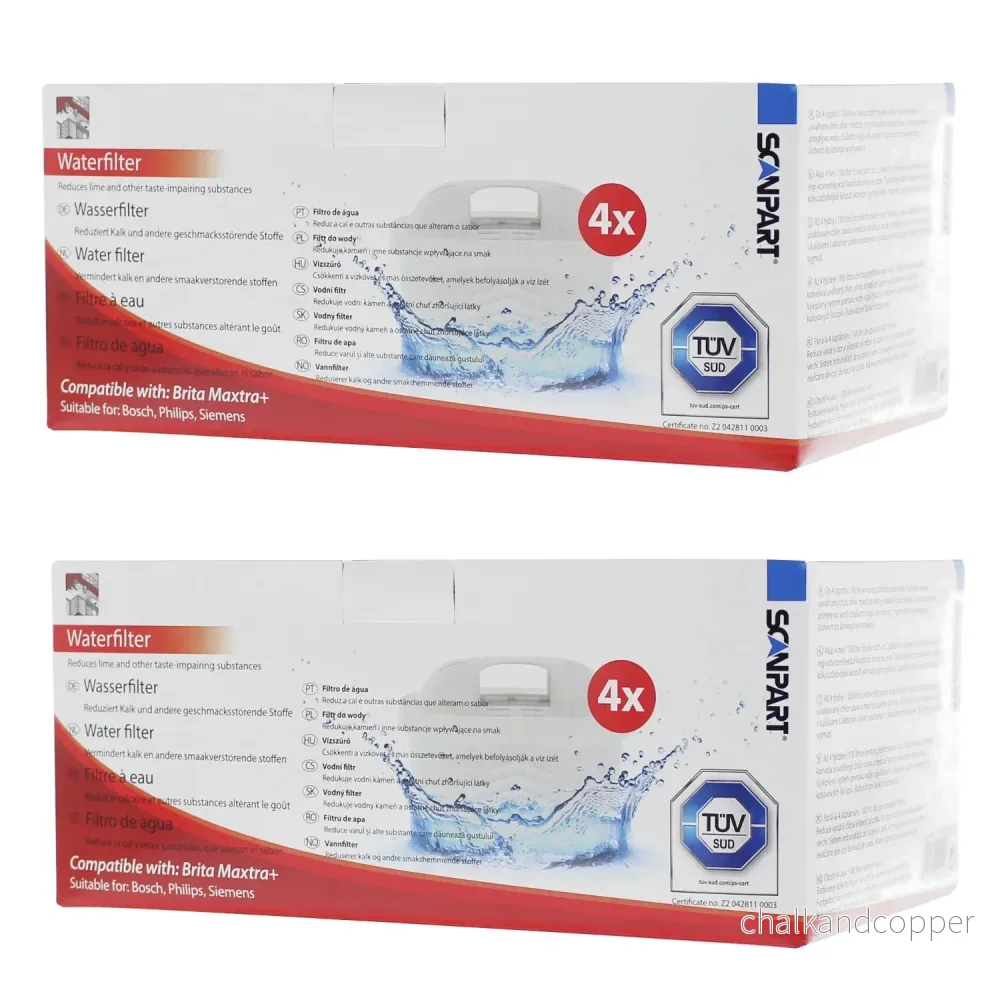 Scanpart vattenfilter kompatibelt med Brita Maxtra Plus, Dafi Unimax, 8 stycken