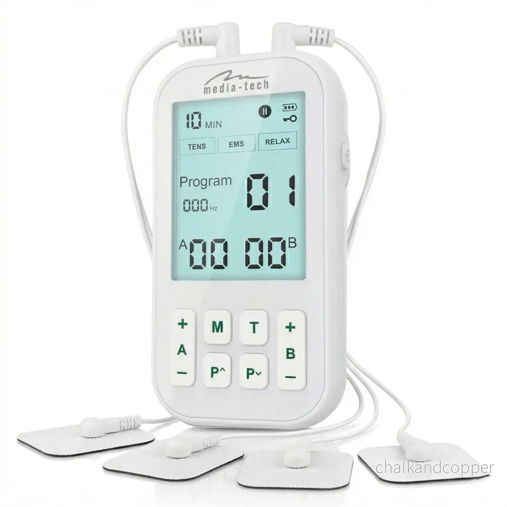 Massageapparat och elektrostimulator för muskler, TENS/EMS, 3-i-1-stimulering, Mediatech, MT6543