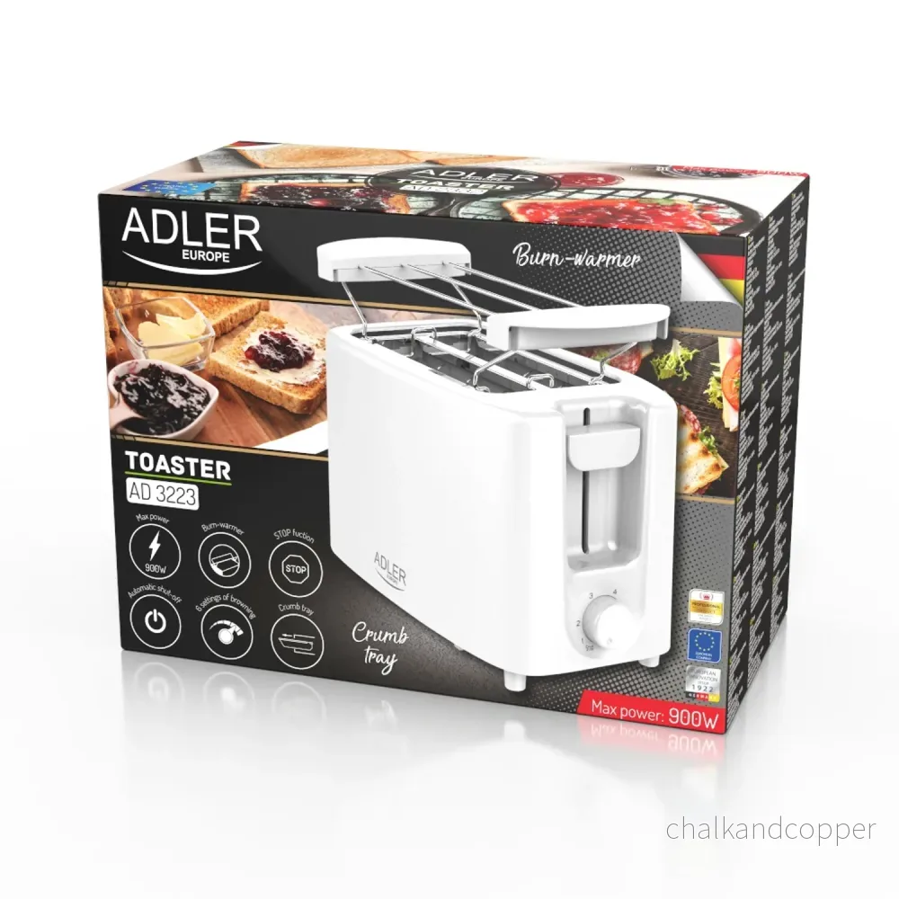 Adler brödrost, 6 inställningsnivåer, brödrost, 900W, vit, AD 3223 - Bild 3