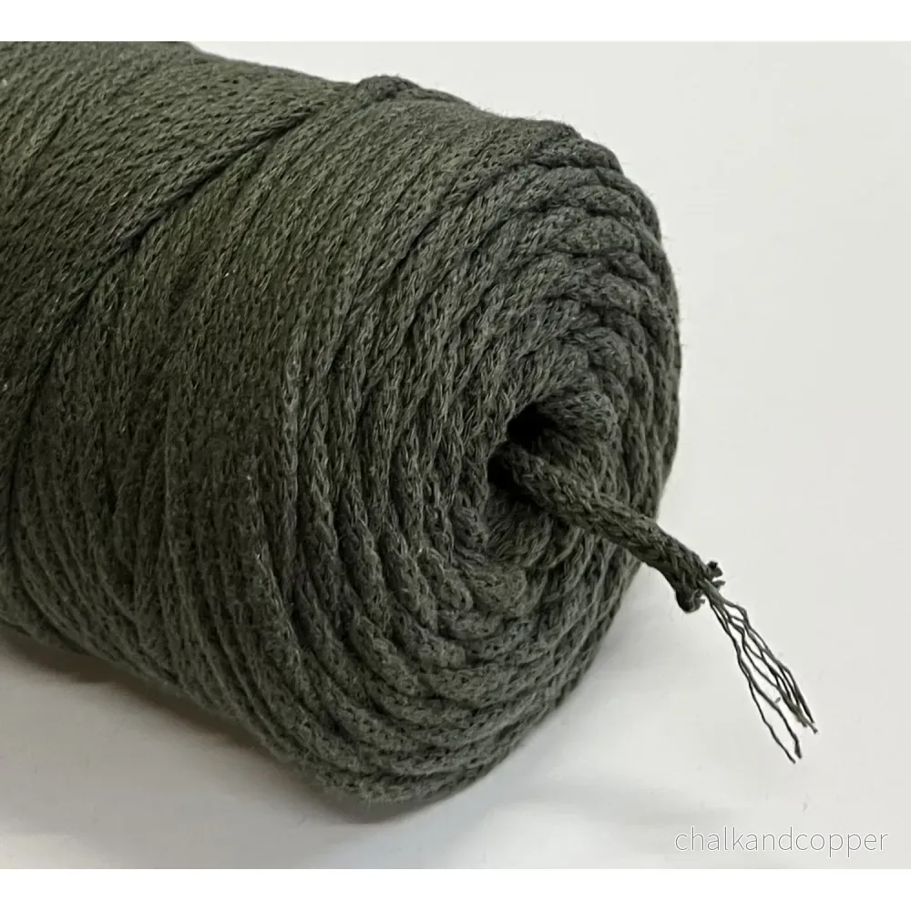 ColiNea, bomullssnöre med bomullskärna, flätat, 5mm, 100m, khaki - Bild 2