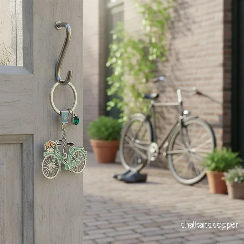 Nyckelring med Pastellgrön Cykel & Hollandmotiv - Bild 2