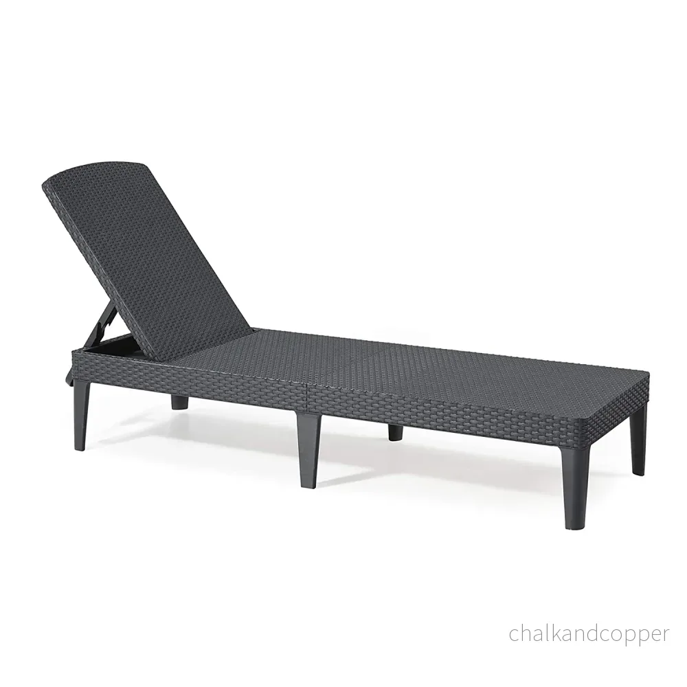 Justerbar trädgårdssolstol Jaipur Sun Lounger i grafit + kudde till Jaipur-solstolen, färg: beige, tyg S-550 Melange, storlek 190x60 cm - Bild 2