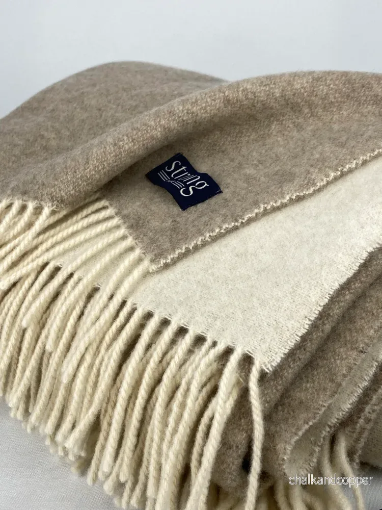 Pläd i italiensk lammull Beige/Cremevit