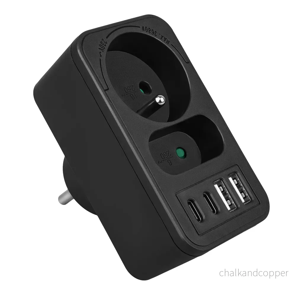 Maclean strömuttag x2 + 4xUSB, splitter med 2 uttag, 2xUSB A, 2xUSB C PD 20W, 1x16A + 1x6A, MCE249 F/B, 3 st - Bild 2
