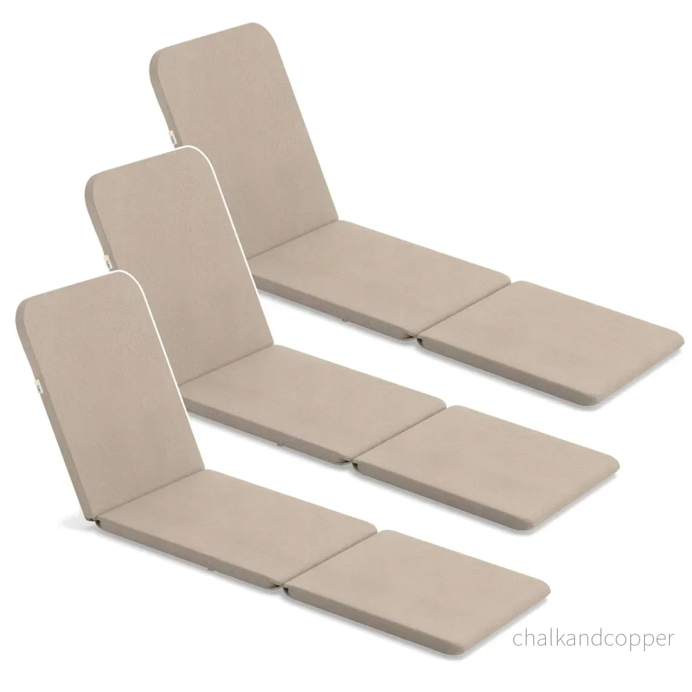 Kudde till solstol Jaipur, färg beige, tyg S-550 melange, storlek 190x60 cm, två fästsystem, vattentät, kan tvättas i sin helhet, melange S-21, 3 stycken