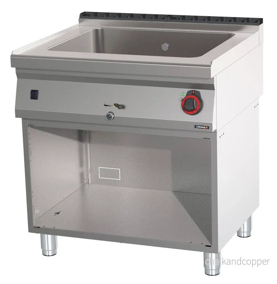 Bain-marie GN 2/1 200 mm med avloppskran med öppet skåp 80
