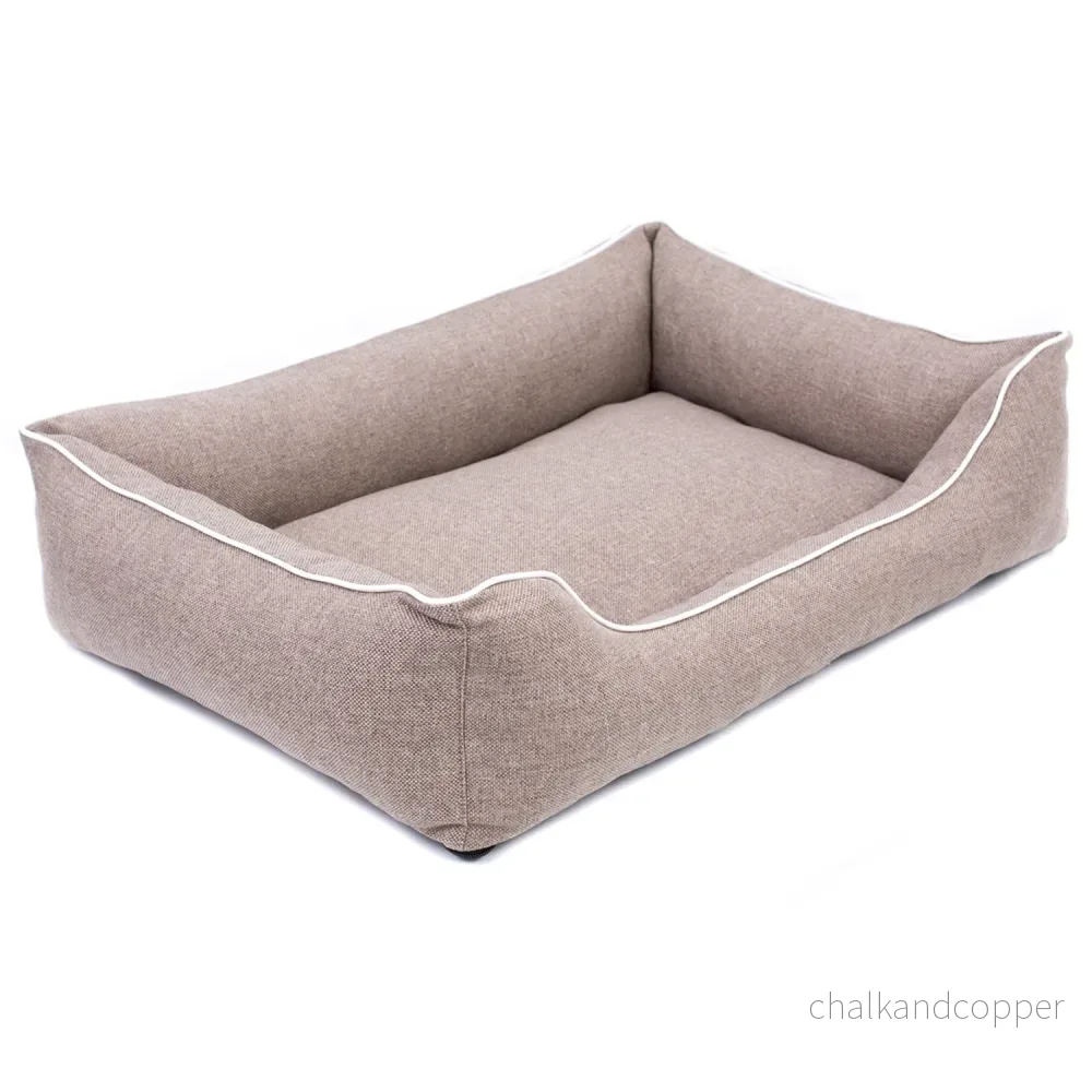 Mestizo Mallorca Comfort Sällskapssäng Hundkorg Hundsoffa Gjord Av Slitstarkt Klädseltyg (yttermått: 100x75cm / innermått: 70x53cm, beige/vit) - Bild 2