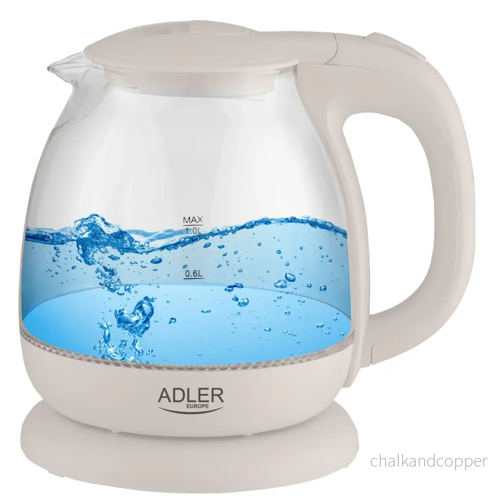 Adler AD 1283C Glaskanna 1,0L roterande bas, platt botten