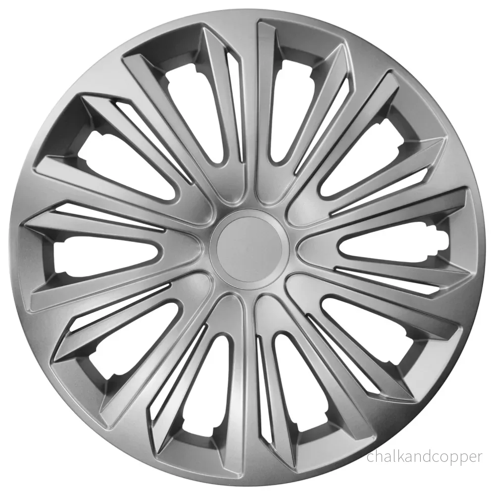 Uppsättning 14" STRONG universal navkapslar silver 4 delar