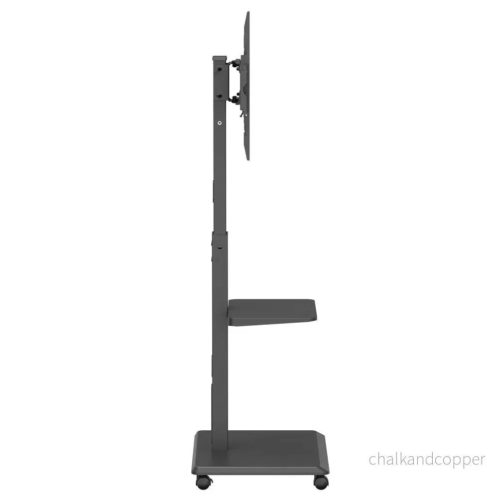 TV-stativ / vagn Ergo-Office, max. belastning 50kg / 5kg hylla, max. VESA 600x400, inbyggt grenuttag, svart, ER-304 B - Bild 3