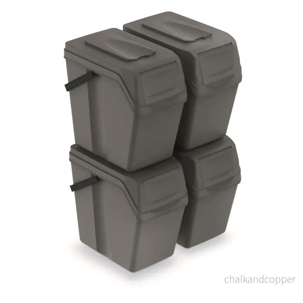 Uppsättning av avfallssorteringsfack 4x25L Sortibox ISWB25S4 grå - Bild 3