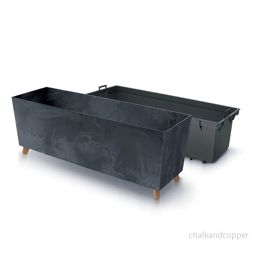 Prosperplast Urbi Case Urbi Case Concrete Effect N Flower Box Med Ben För Inomhus Och Utomhusbruk Rektangulär Blomkruka Inkl. Planter Plastic 770x235x300mm (Antracit) - Bild 2