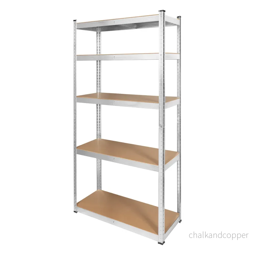 Lagerhylla i metall, 5 hyllplan, maximal belastning upp till 750 kg, 180x90x40, silverfärgad Rebel, 2 stycken - Bild 2
