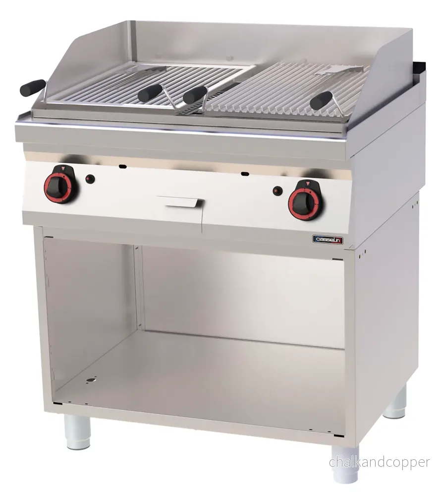 Lavastengrill dubbel med öppet skåp 80