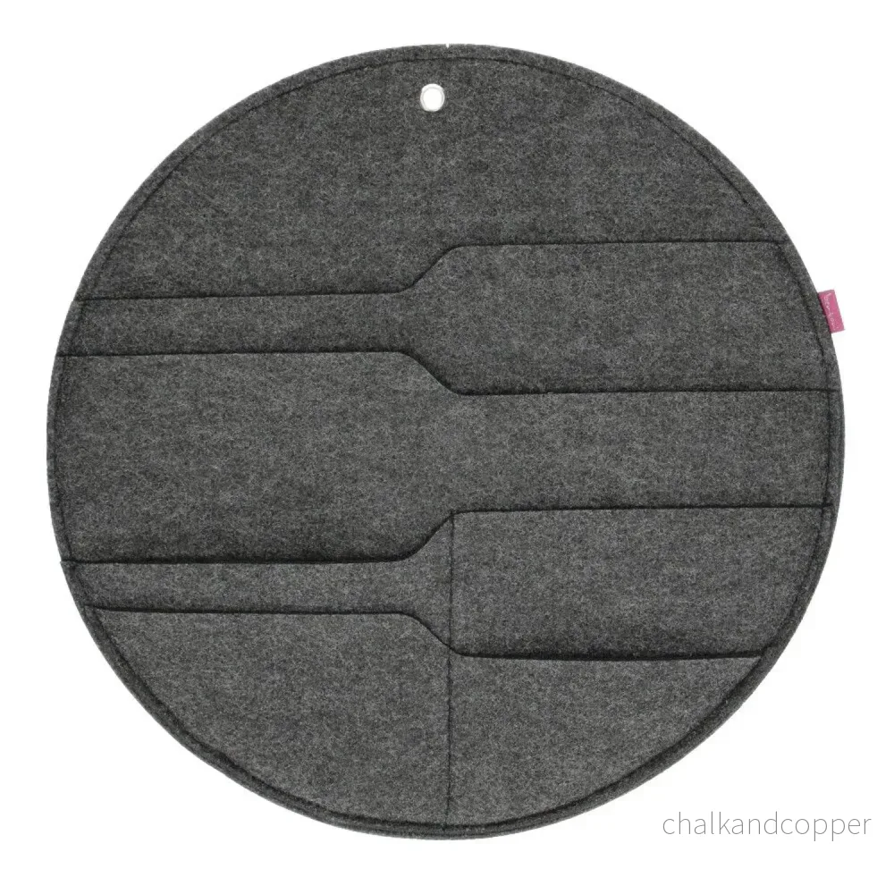 Bertoni väggorganisatör i filt Circle XL diameter 45 cm - antracit, 4 fickor - Bild 2