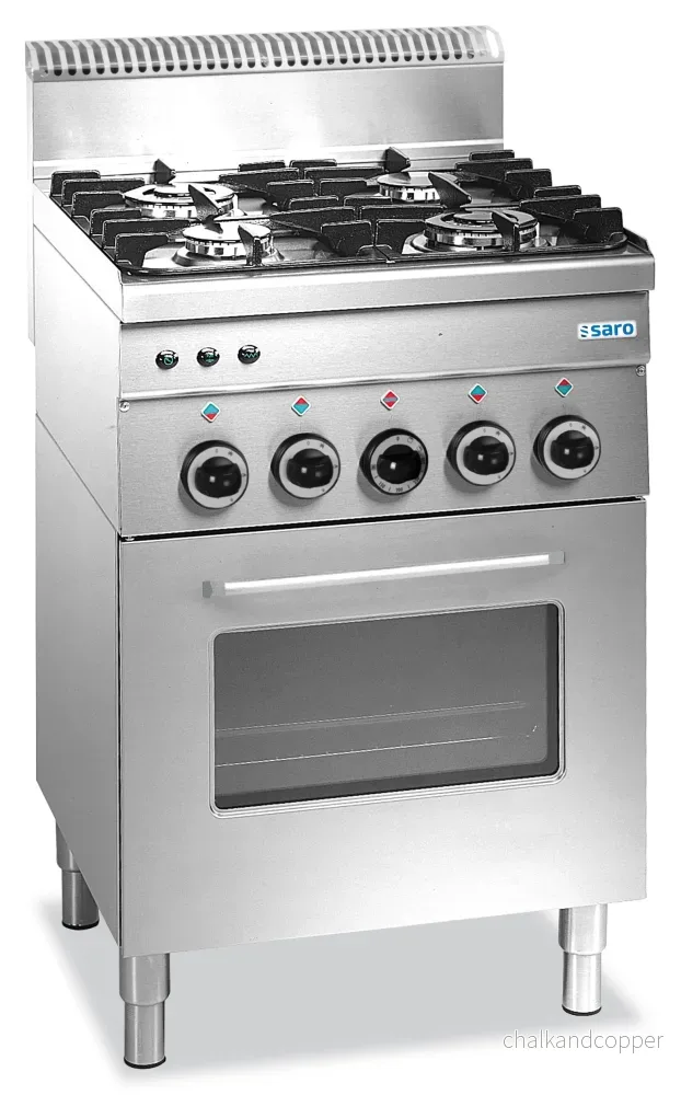 SARO gasspis med gasugn, 4 brännare, 600 Line modell G4SF6