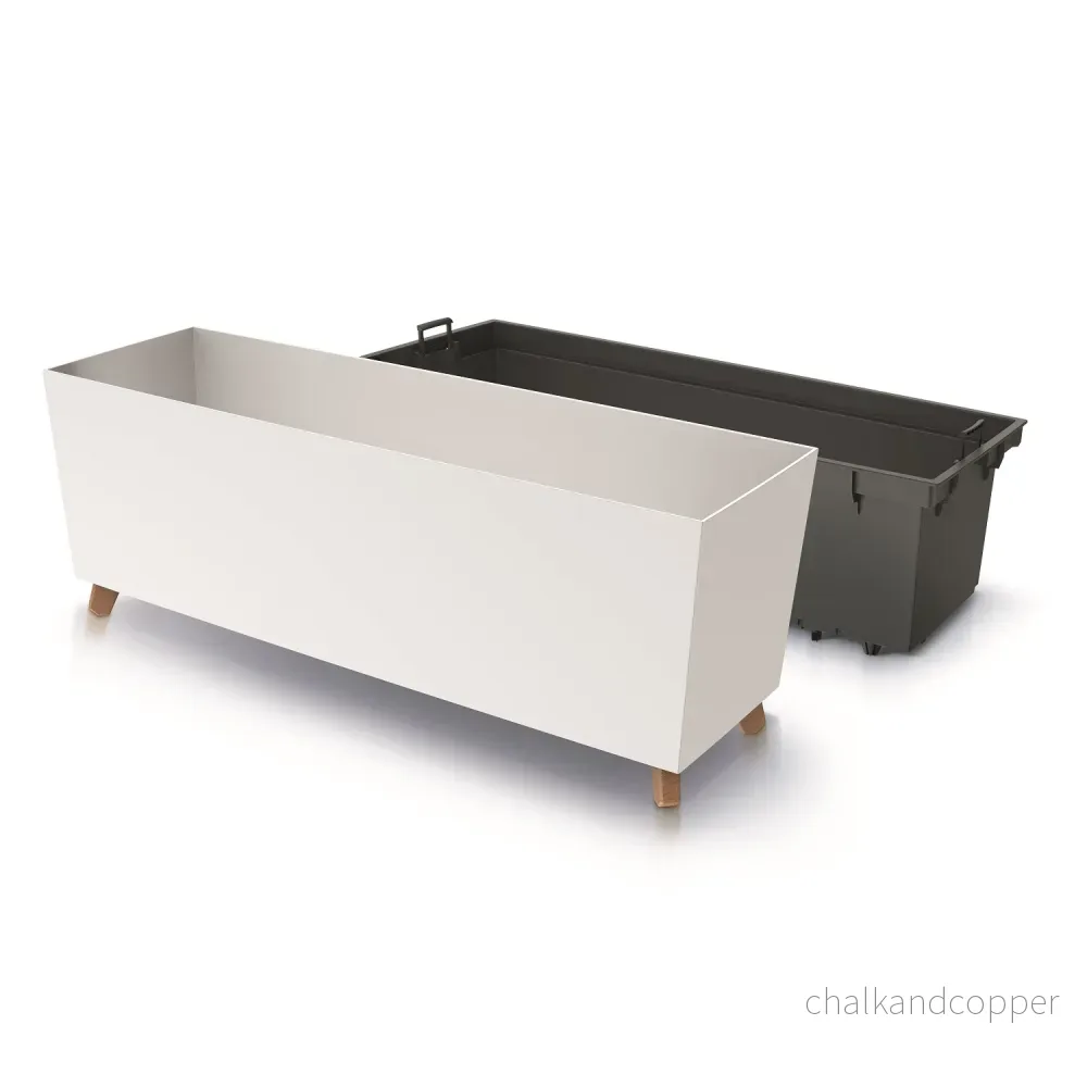 Prosperplast Urbi Case N Blomkruka Med Ben Och Inomhus Och Utomhus Rektangulär Blomkruka UV-Resistent Rektangulär 77x23,5x30cm (Vit) - Bild 2