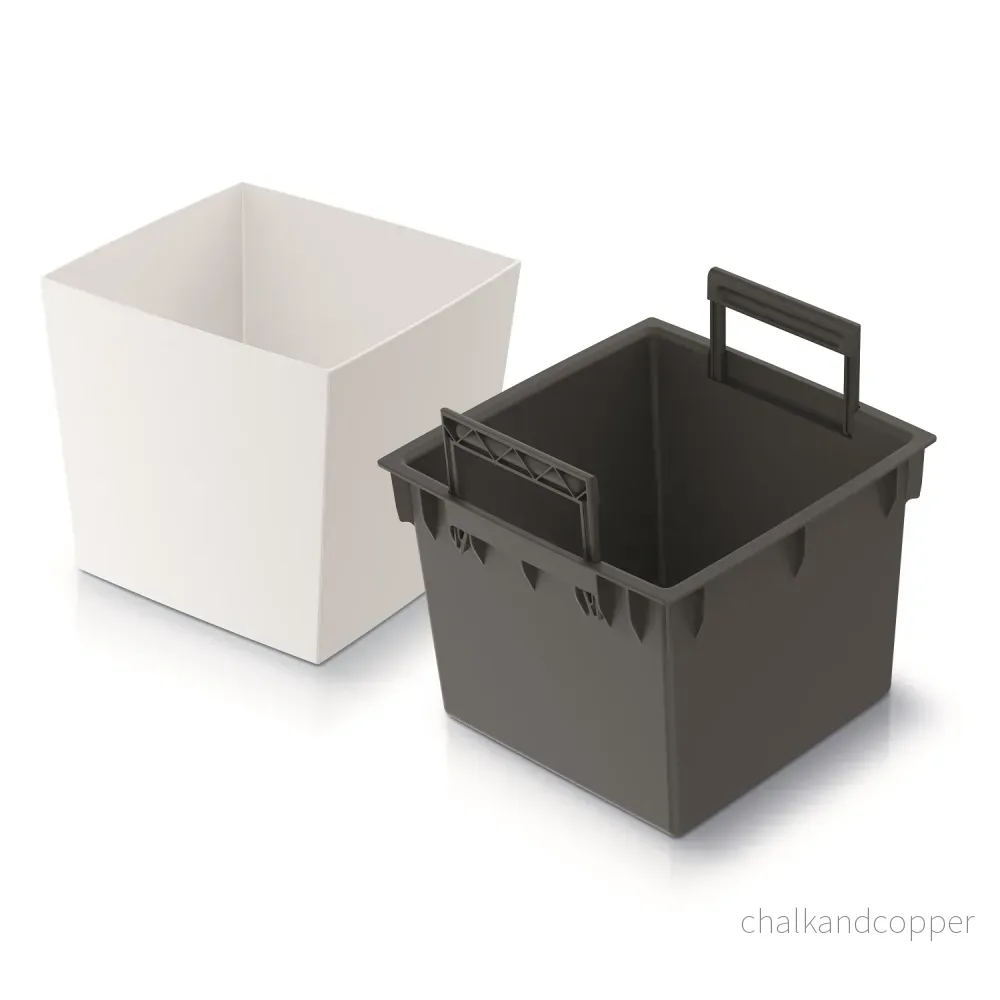 Prosperplast 2in1 Blomkruka Med Inre Krukväxt Växtkrukare Örtkruka Växtkrukare Plast Fyrkantig 29,5 cm x 29,5 cm x 29 cm (Vit) - Bild 2