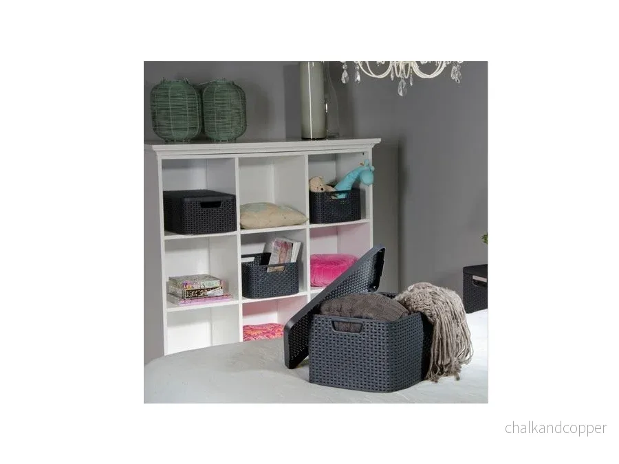 Curver korg, flerfunktionell, med lock, grå, Rattan Style L - Bild 2