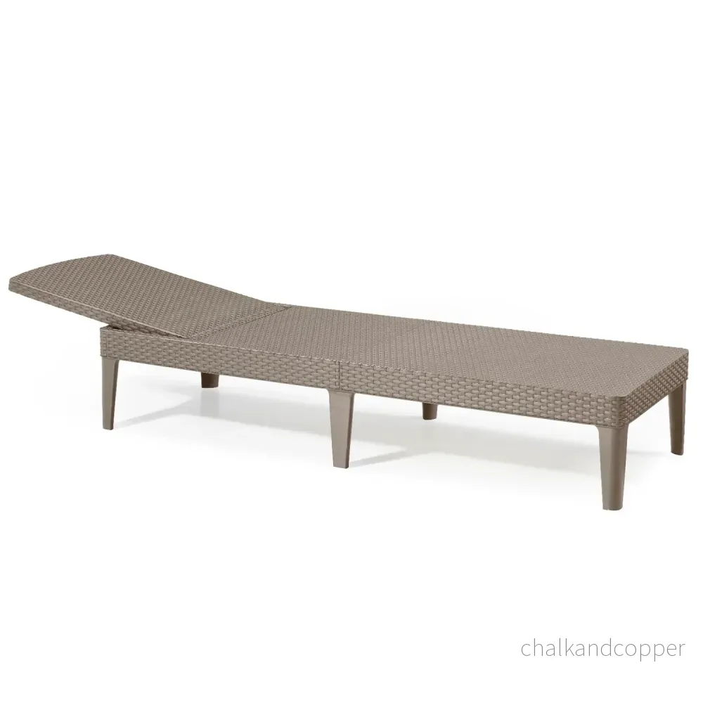Justerbar trädgårdssolstol Jaipur Sun Lounger i färgen cappuccino + kudde till Jaipur-solstolen, färg beige, tyg S-550 Melange, storlek 190x60 cm - Bild 2