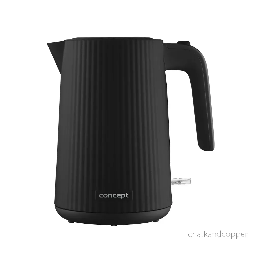 Vattenkokare Concept i plast, 1,7L, räfflad design, trippelsäkerhetssystem, sedimentfilter, vattennivåindikator, svart, RK2391 - Bild 2