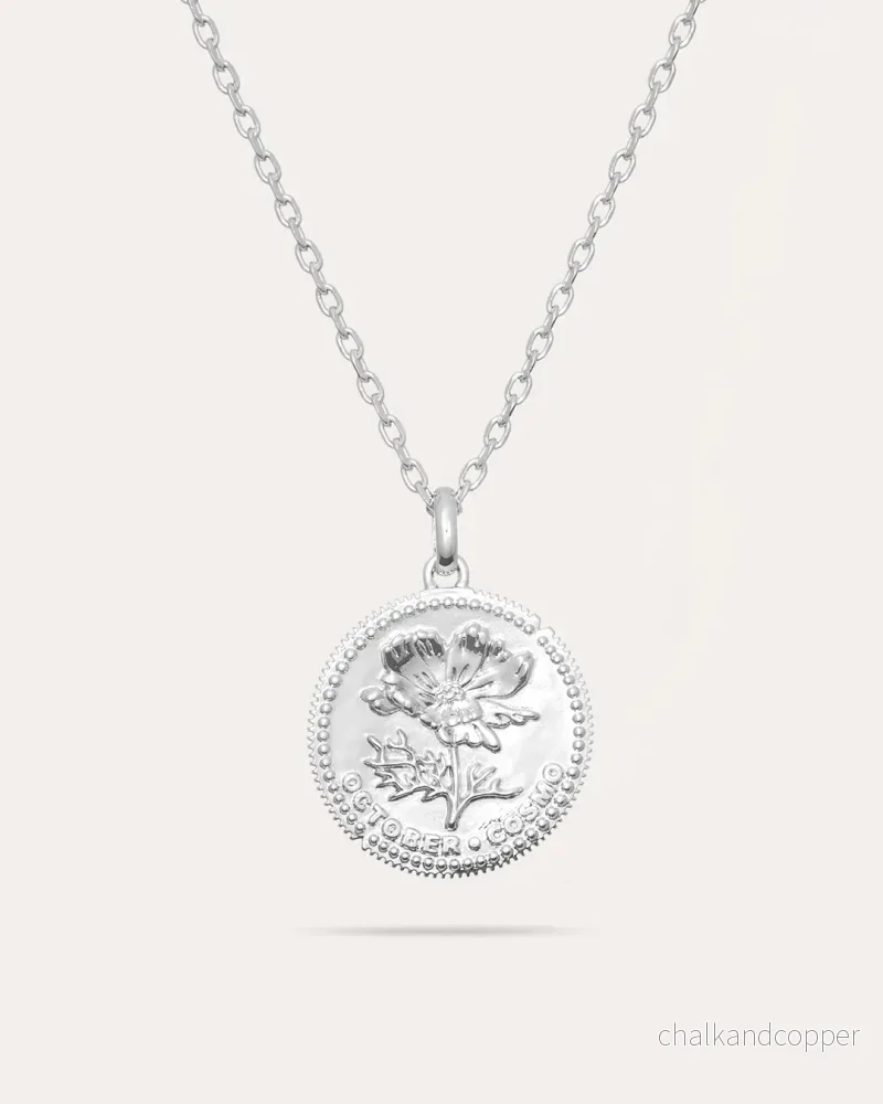 Månadsblomma Oktober – Silverhalsband