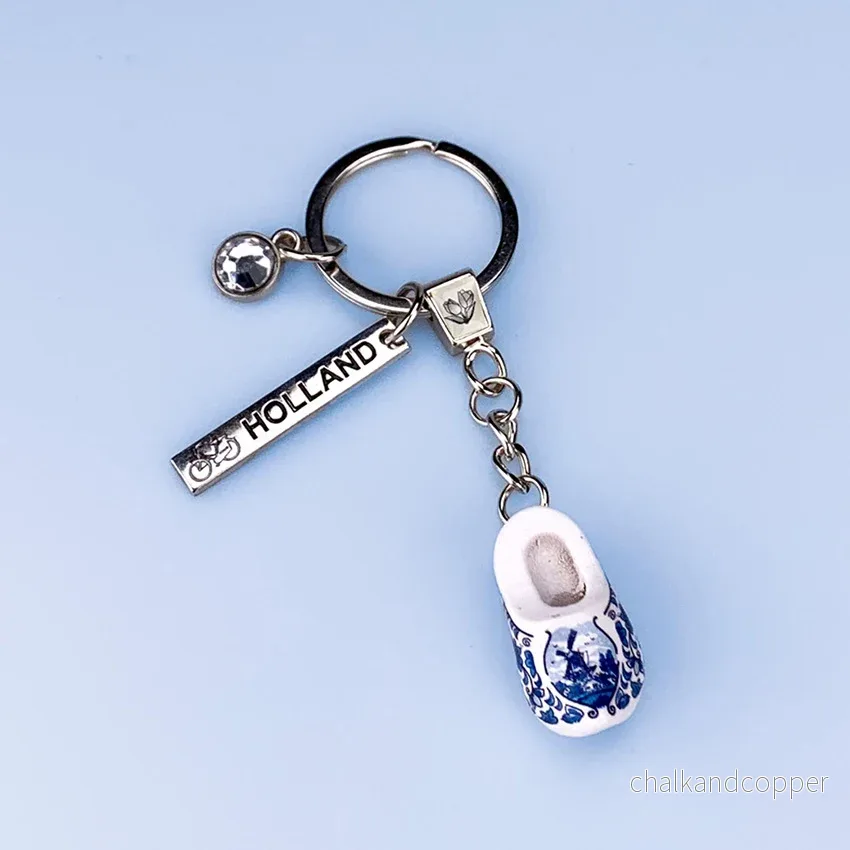 Nyckelring med Delfts Blauw Träsko & Hollandcharm Nyckelring med Delfts Blauw Träsko & Hollandcharm