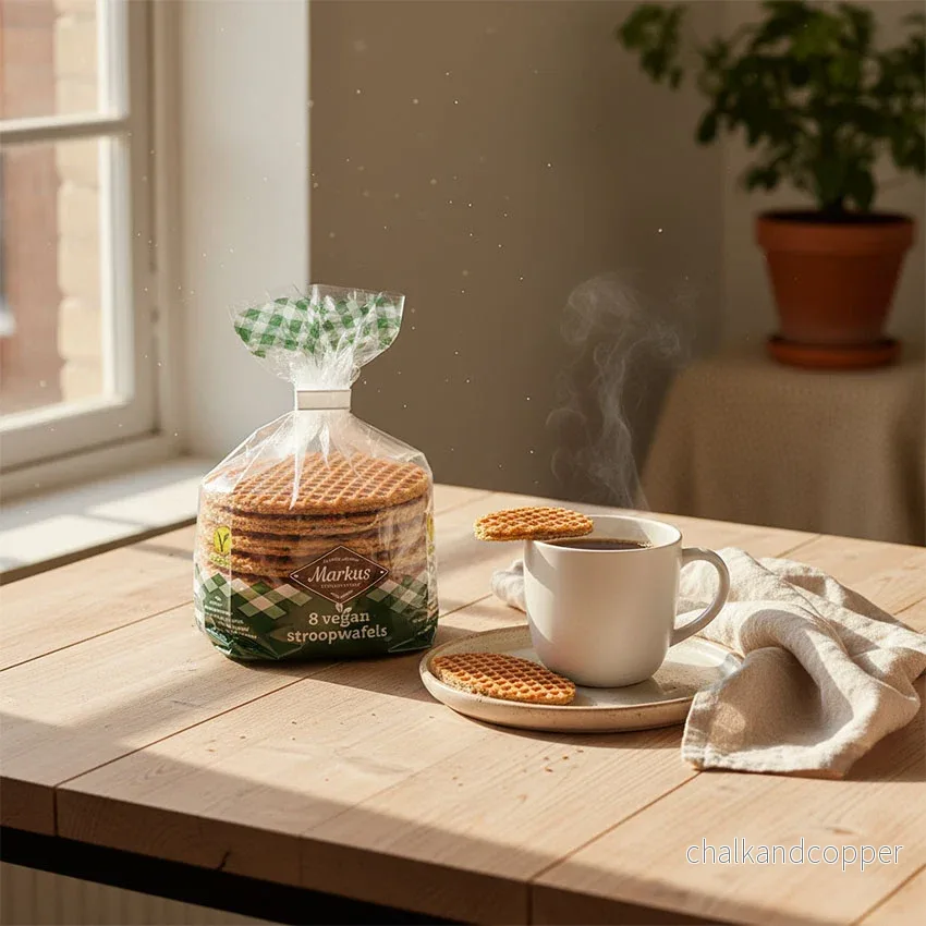 Veganska premium stroopwafels från Gouda – utan konserveringsmedel (8 st, ca 270 g totalt) - Bild 2