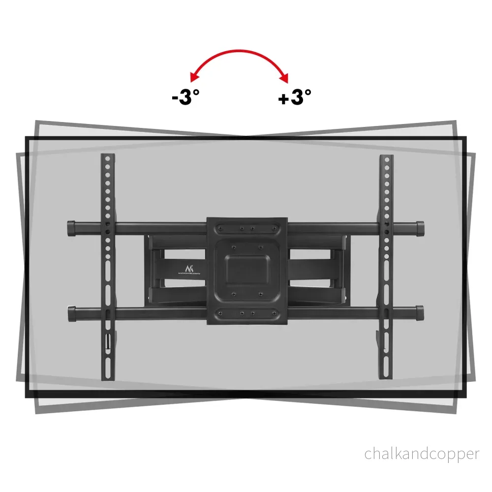 Maclean TV-fäste, max VESA 600x400, 32-85", 60kg, horisontell och vertikal vinkeljustering, profil 65-390mm, svart, MC-789 - Bild 3