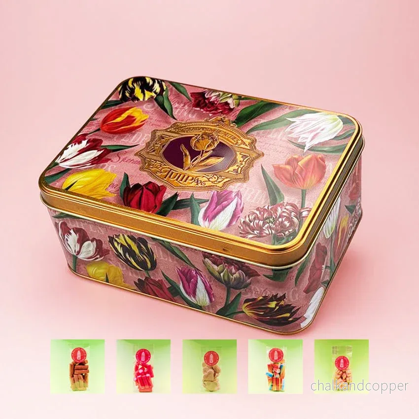 Pretty Tulips Presentburk Rosa med Holländskt Godis – Exklusiv Design (Gåvoset)