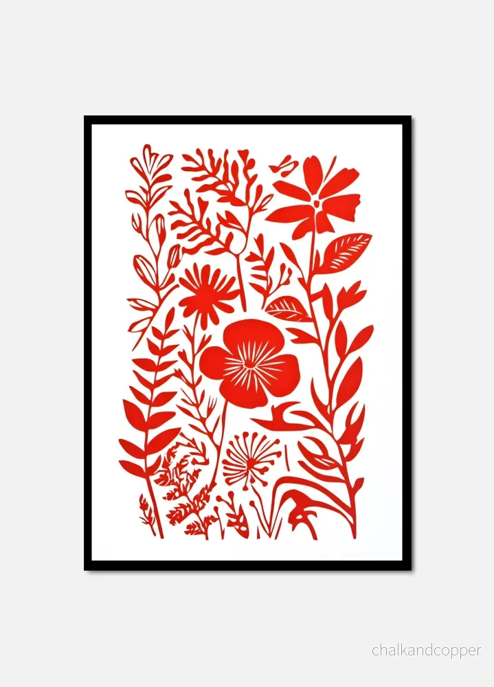 Red Blossoms on White