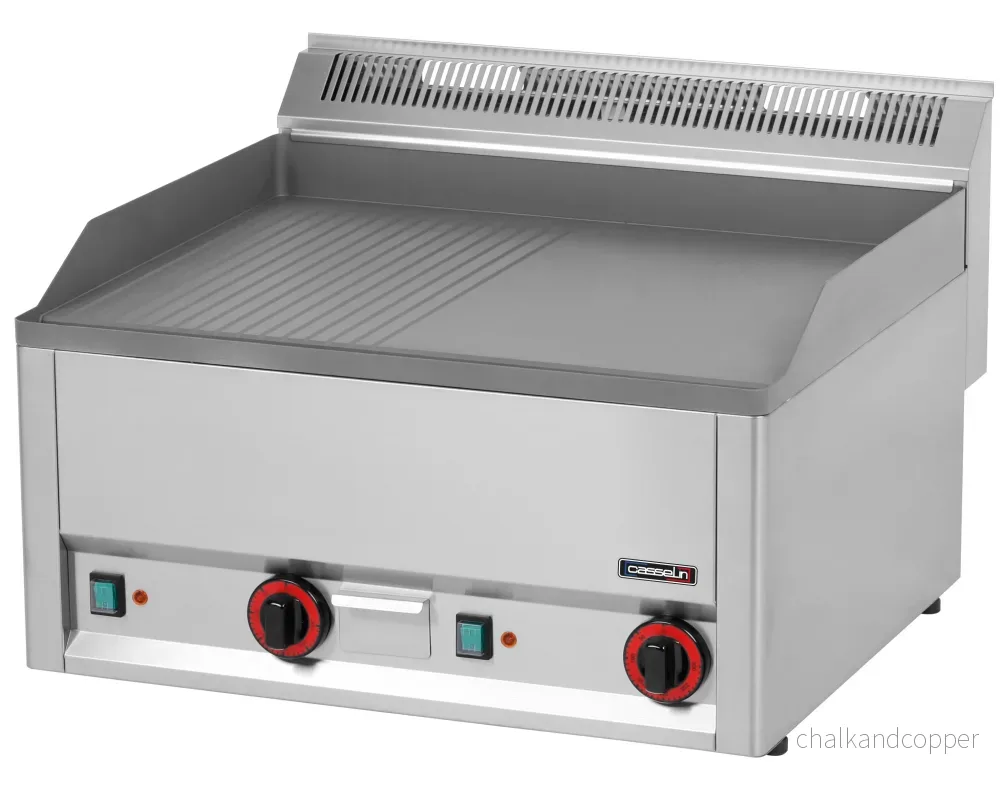 Grillplatta räfflade slätt gjutjärn 66