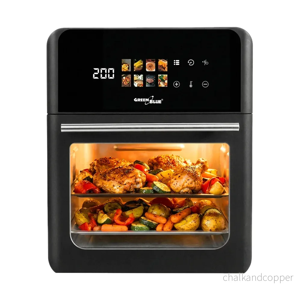 GreenBlue AIR FRYER fettfri fritös, kraftfull 1800 W, 10 liters kapacitet, 8 program, tillbehör, timer, GB950 + mattermometer/matprob, GreenBlue GB178 - Bild 3