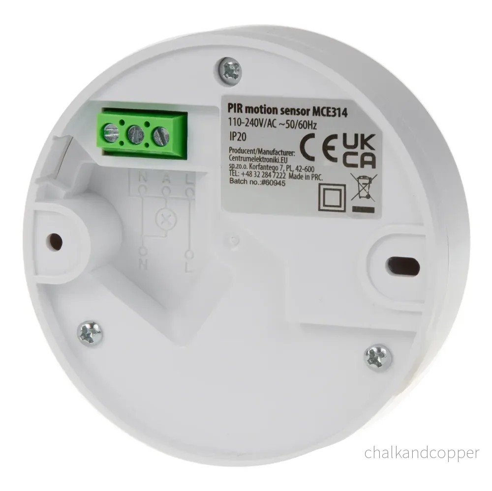 Maclean PIR rörelsedetektor, räckvidd 6m, tak, max. belastning 1200W, IP20, MCE314 W 4 st - Bild 3