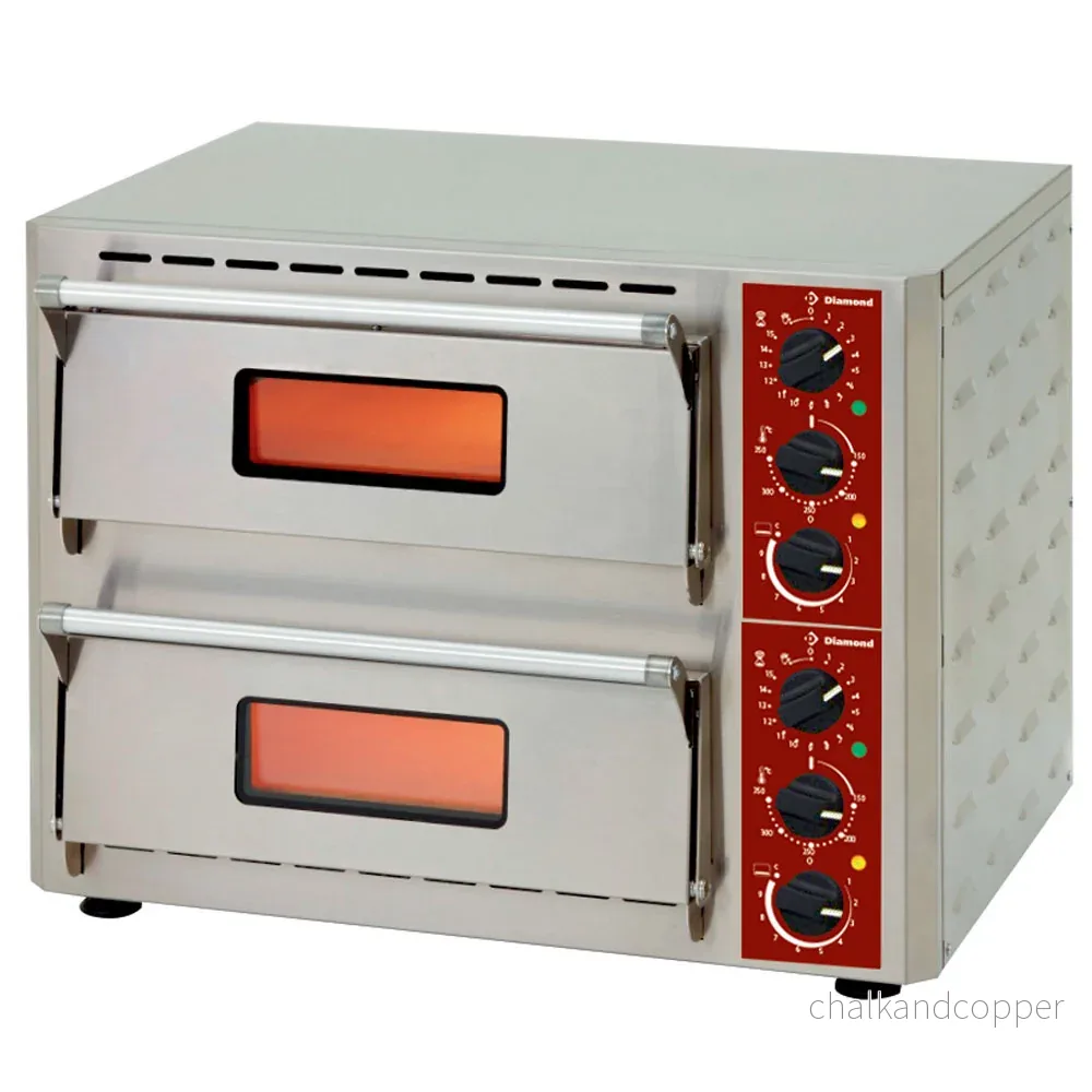 Elektrisk ugn för pizza, 2 kammare (3 +3 kW), 430x430xh100 mm