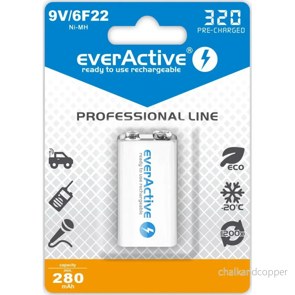 EverActive 6F22 / 9V Ni-MH 320 mAh batteri redo att användas