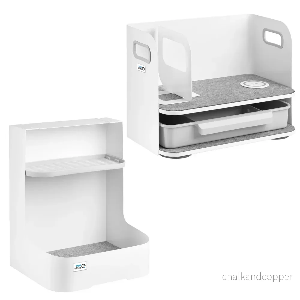Skrivbordsorganisatör med låda och trådlös laddare Ergo Office, vit, max. 10 kg, ER-441 + Skrivbordsorganisatör för kontorsredskap upp till 5 kg ER-442