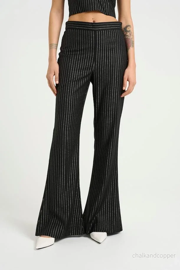CaylinaGZ HW Pants Black Pinstripe Lurex Gestuz CaylinaGZ HW Pants Black Pinstripe Lurex Gestuz