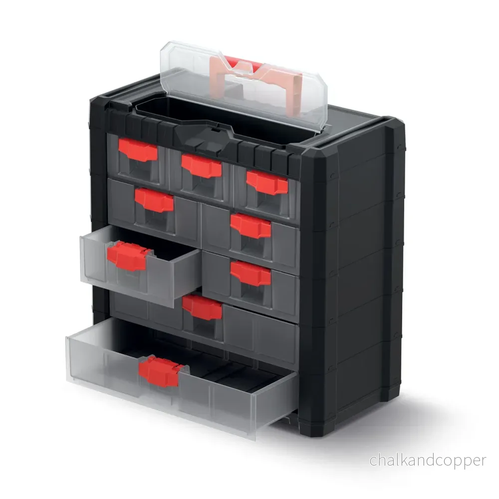 Kistenberg KMC301 Verkstadsverktygsarrangör Multicase Cargo 501 9 Lådor Bärhandtag Lock Organizer Portable - Bild 2