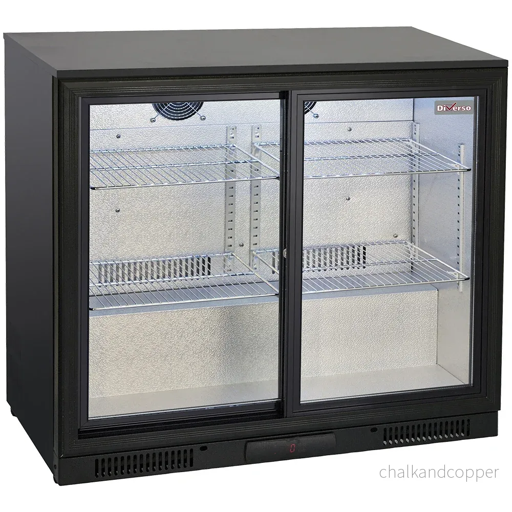 Ventilerad flaskkylare, 2 skjutdörrar i glas Ventilerad flaskkylare, 2 skjutdörrar i glas