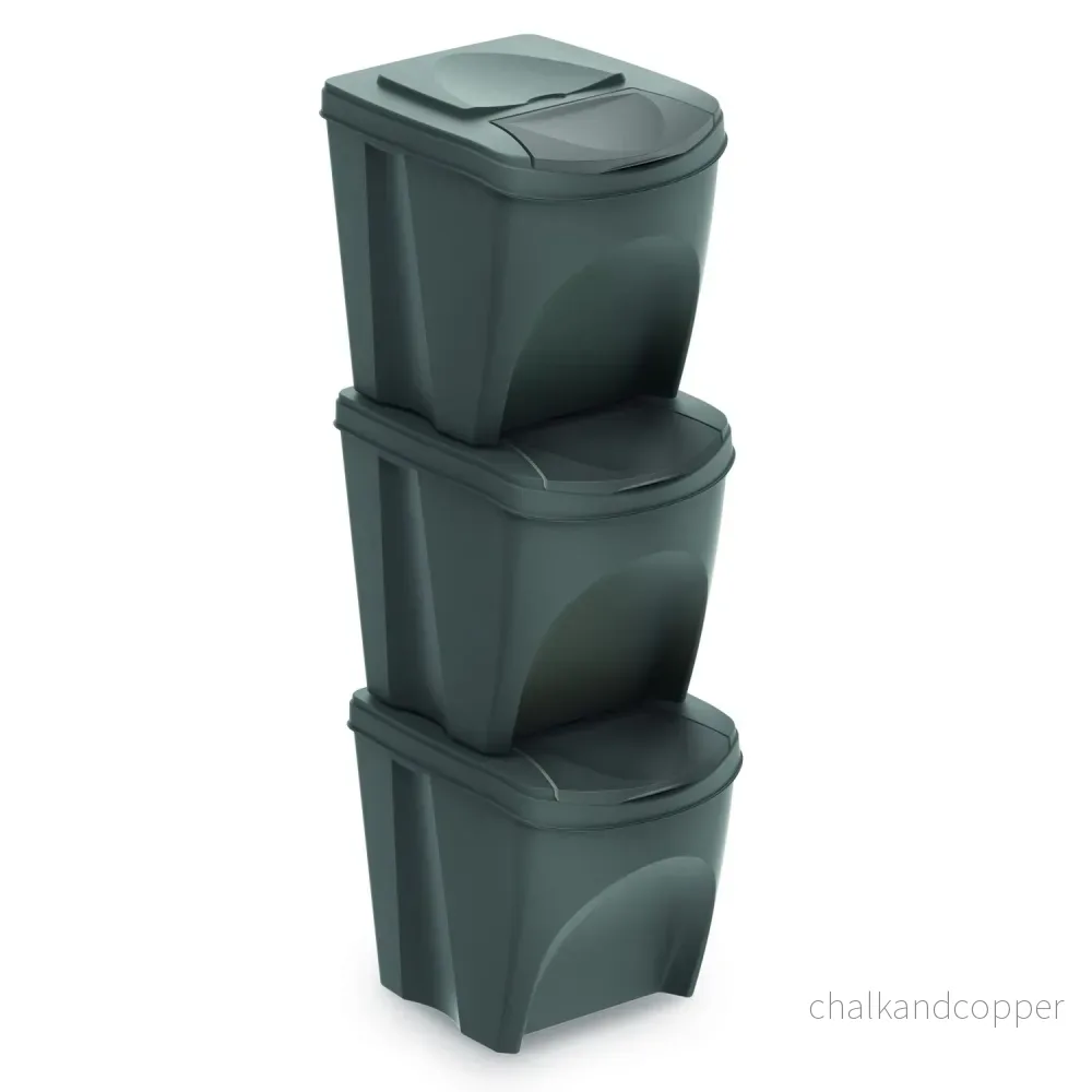 Sortibox för källsortering 3x25L grå - Bild 2