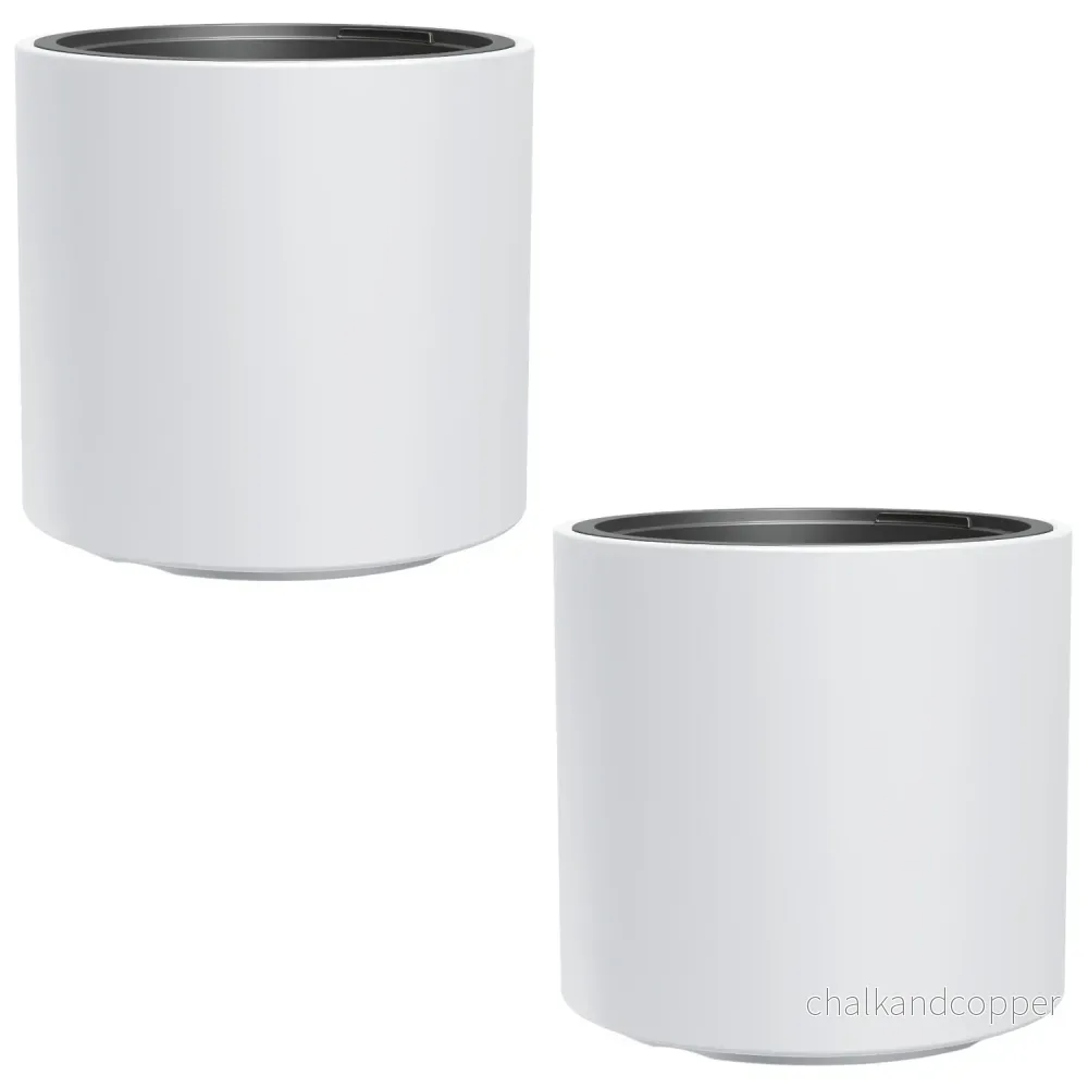 HEOS frostsäker blomkruka, vit, med insats, volym 31L, frostad, DBHER470, 2 st