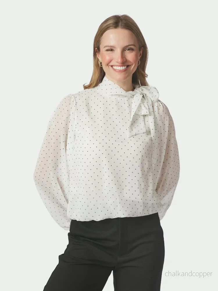 Dorellie Dot Blouse Off White Neo Noir