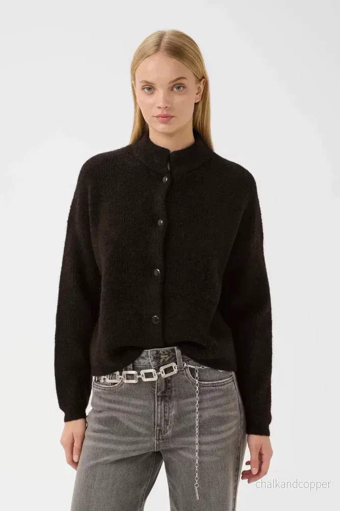 AlphaGZ Short Cardigan Ganache Melange/Brown Gestuz