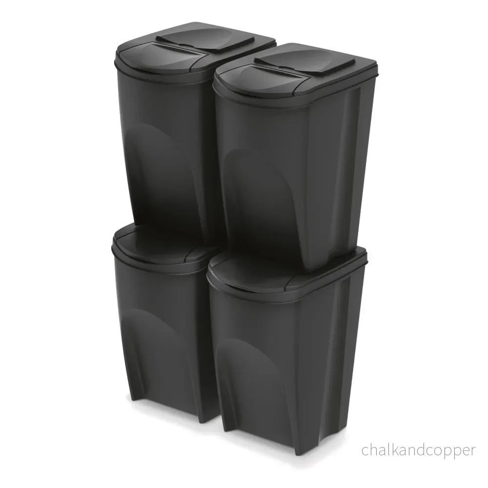 Keden Sortibox Avfallssepareringssystem 4x35L Set Avfallssepareringskärl Återvinning Återvinningskärl Avfallssorteringskorgar Plastsoptunnor