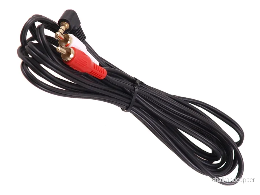 Maclean MCTV-824 Mini Jack Audiokabel 3,5 mm hane 2xRCA stereo hane svart 1 m guldkontakter vinklade 90 ° till 2 RCA-kabel - Bild 2