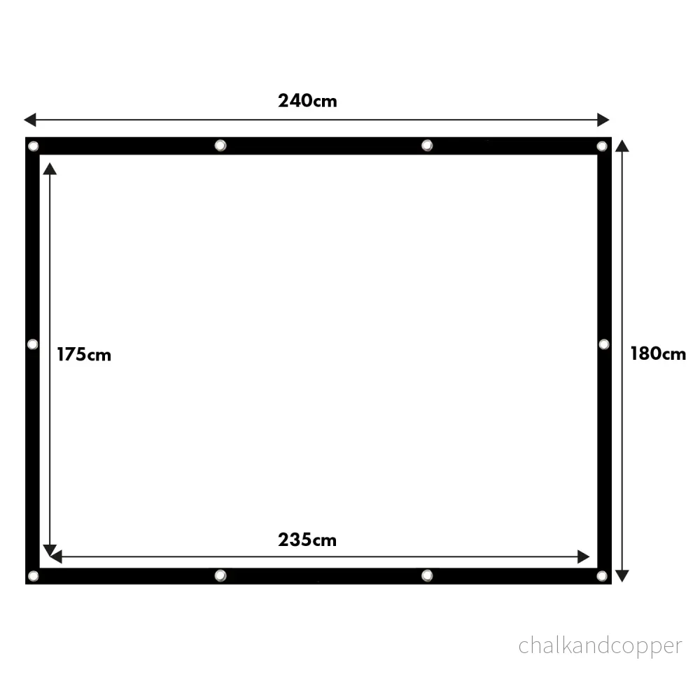 Maclean projektionsduk, 120", 240x180cm, 25mm 4:3 ram, spännkrokar, MC-169 - Bild 3